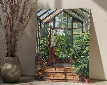 Greenhouse Art Paint By Number Kit Garden Plants DIY Paint by Numbers For Adult,Green House Plant Paint by Number Botanical Floral Art