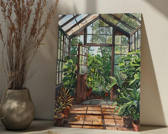 Greenhouse Art Paint By Number Kit Garden Plants DIY Paint by Numbers For Adult,Green House Plant Paint by Number Botanical Floral Art