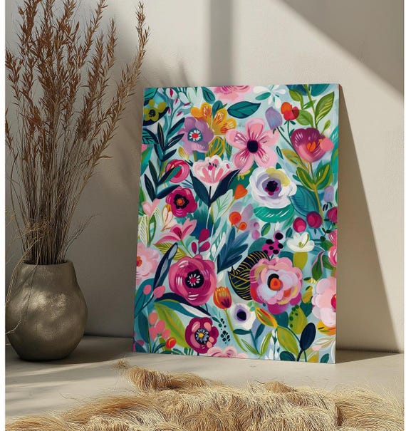 Boho Botanical Abstract Floral Paint By Number Kit Abstract Wild Flower Nature Floral Art DIY Paint by Numbers,Flowers Color by Number