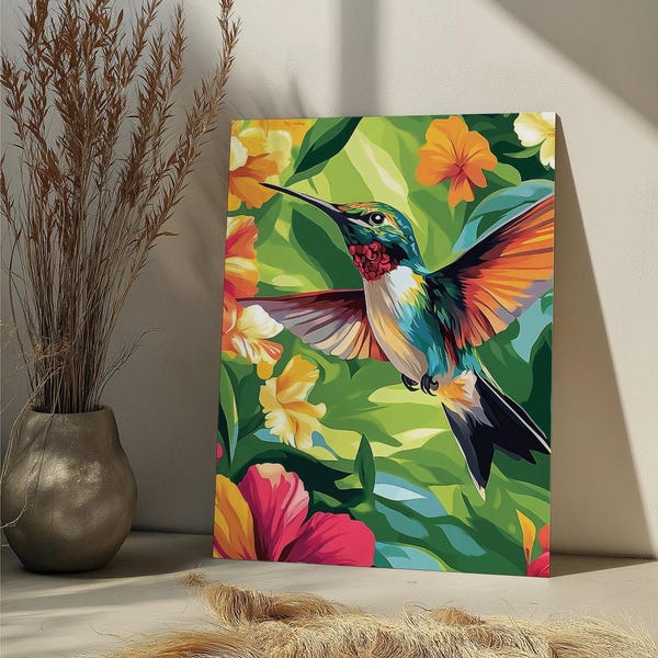 Kolibri Malen nach Zahlen Kit Kolibri Blumen Acryl DIY Malen nach Zahlen Erwachsene,Kolibri Malen nach Zahlen,Kolibri Wandkunst Geschenk