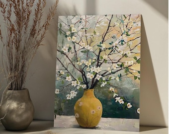 Kit de peinture par numéro de bouquet botanique charmant vase de fleurs, peinture par numéros de bricolage pour adulte, peinture par numéro de fleurs, art mural floral botanique