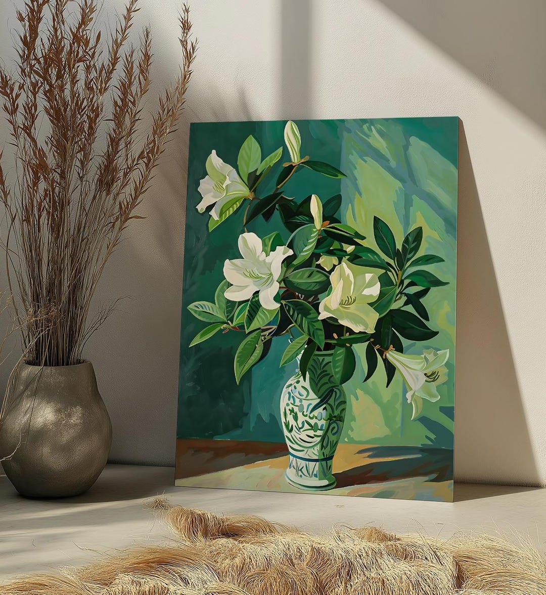 Flowers in Vase Paint by Number Kit Botanical Poppies Colorful Acrylic ...