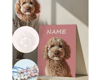 Custom Pet Portraits Using Pet Photo Paint By Number Kit Personalized Dog Cat Portraits Paint by Number,DIY Paint By Number Pet Lover Gift