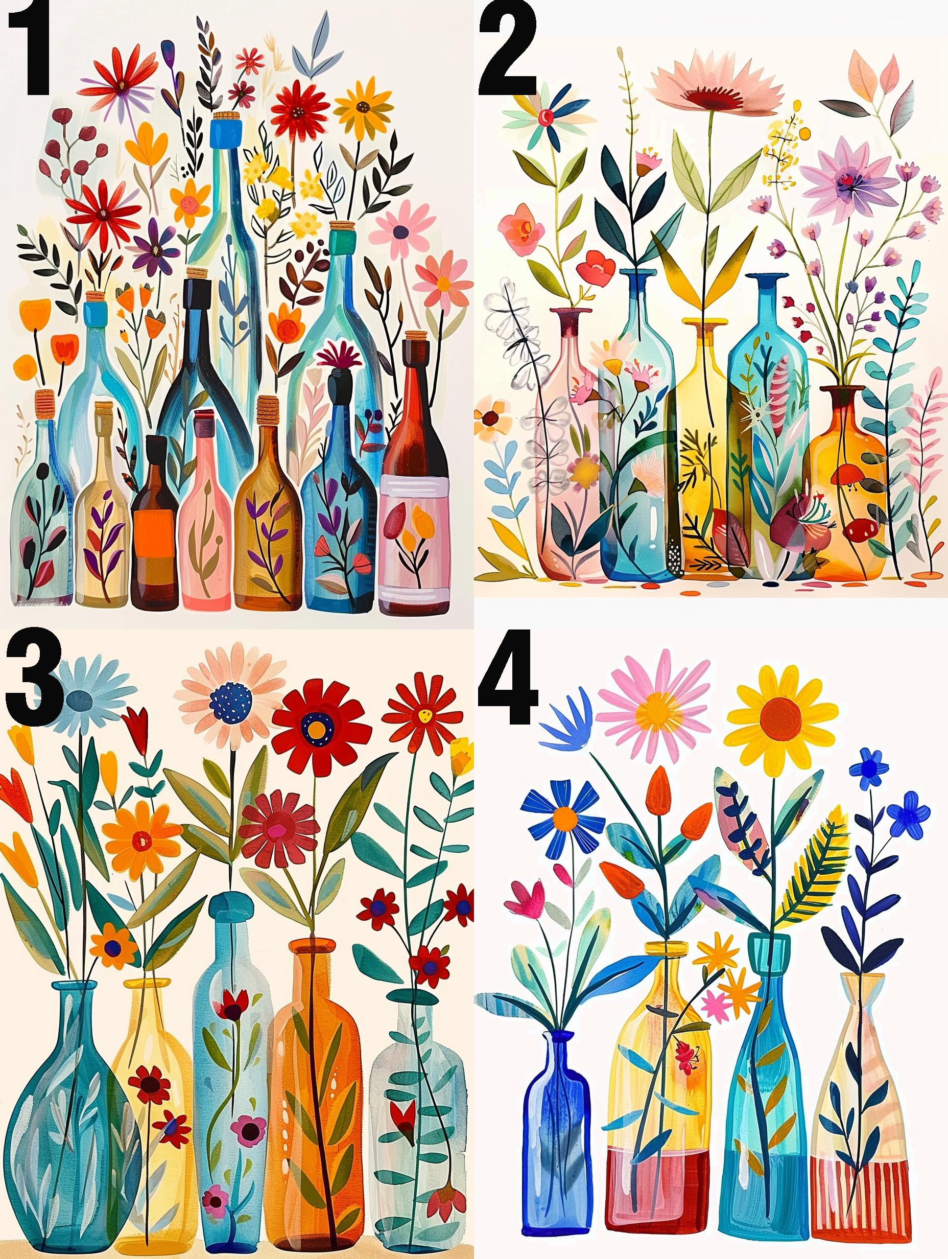 Wildflowers in Vase Paint by Number Kit Colorful Floral in Jars Mini ...