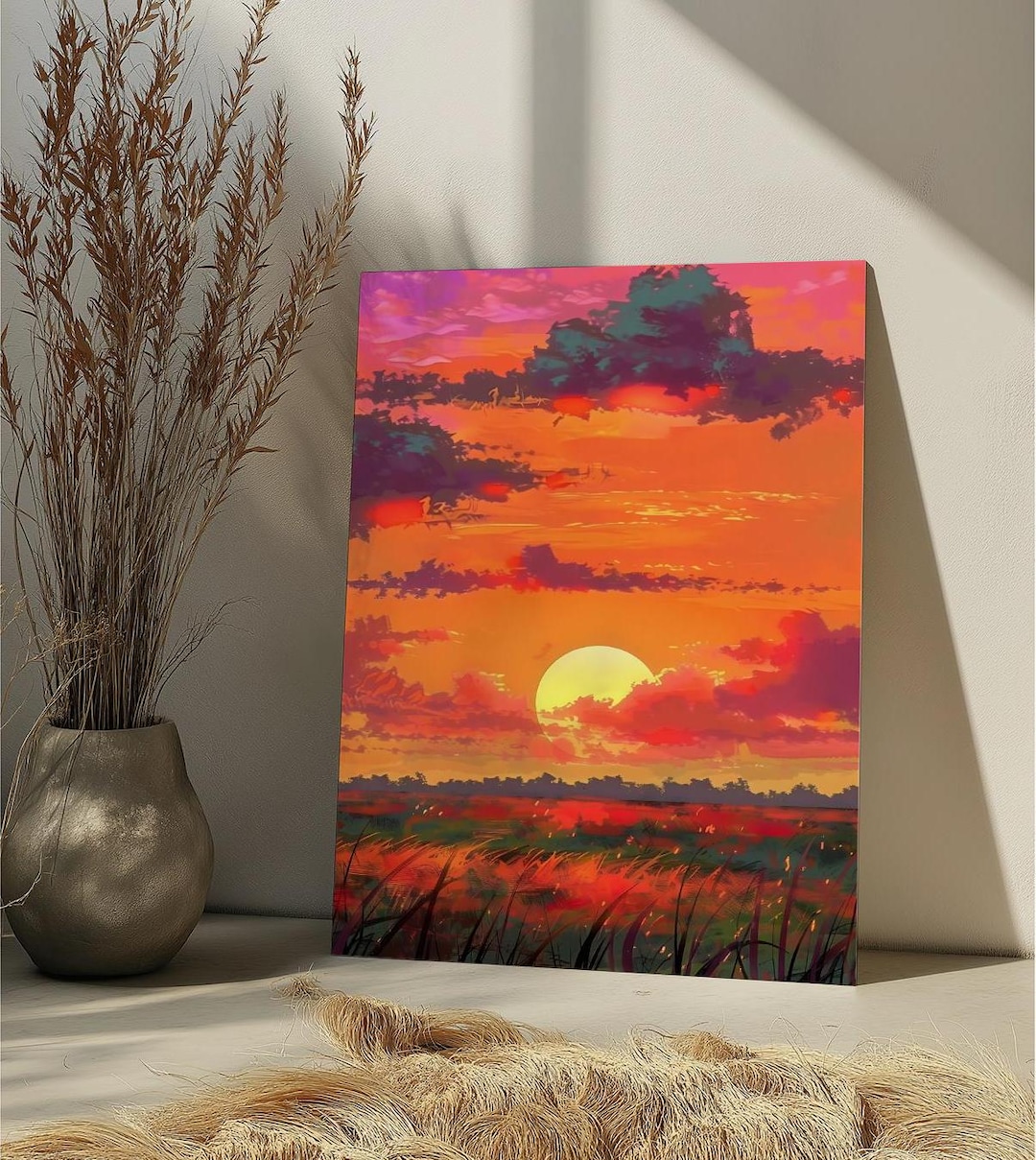 Sunset Field Paint by Number Kit Sunset Ocean Beach Acrylic DIY Paint ...