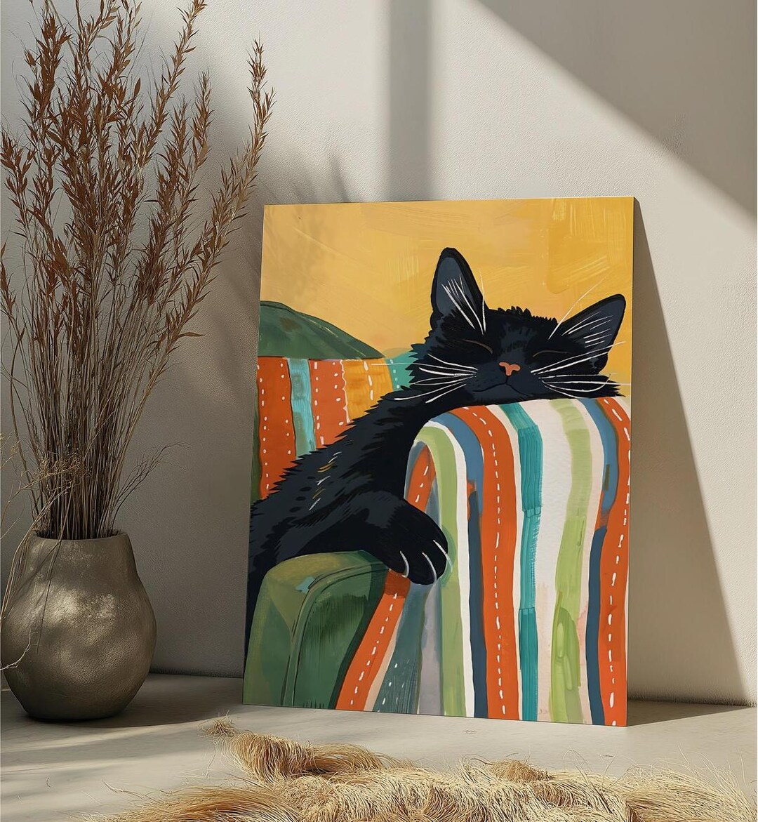 Sleeping Black Cat Paint by Number Kit Cat DIY Paint by Numbers for ...