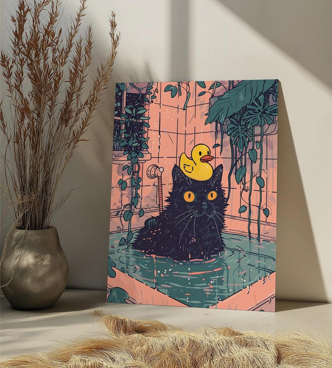 Bathroom Black Cat Paint by Number Kit Adorable Cat DIY Paint by ...
