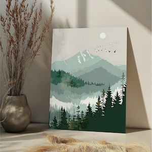 Mountain Forest Paint By Number Kit Nature Landscape DIY Paint by Numbers For Adult,Sun Mountain Scenery Paint by Number Mountains Wall Art