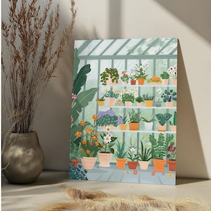 Greenhouse Art Paint By Number Kit Floral House DIY Paint by Numbers For Adult,Green House Plant Paint by Number Botanical Floral Art