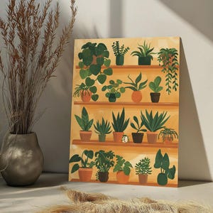 Abstract Potted House Plants Paint By Number Kit Potted Indoor Plants DIY Paint by Numbers,Flower Garden Paint by Number Botanical Art