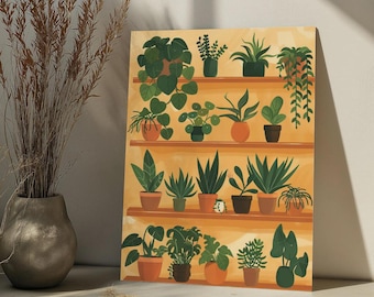 Kit de peinture par numéro pour plantes d&#39;intérieur en pot abstraites