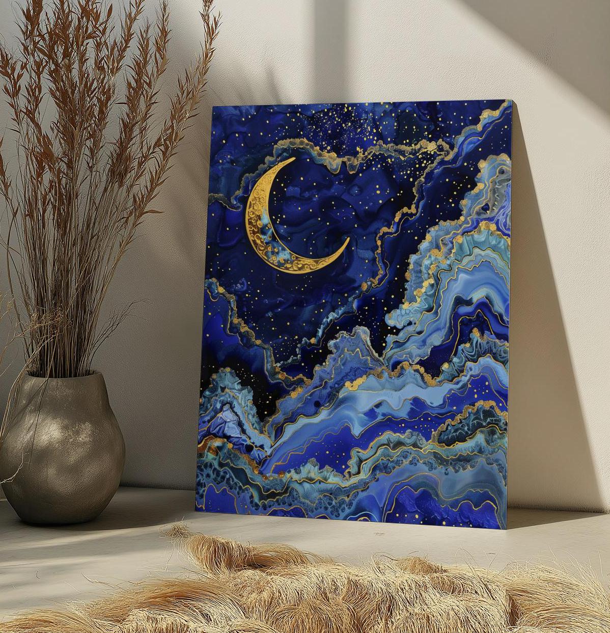 Starry Night Paint by Number Kit Vibrant Moon Night Sky Acrylic DIY ...