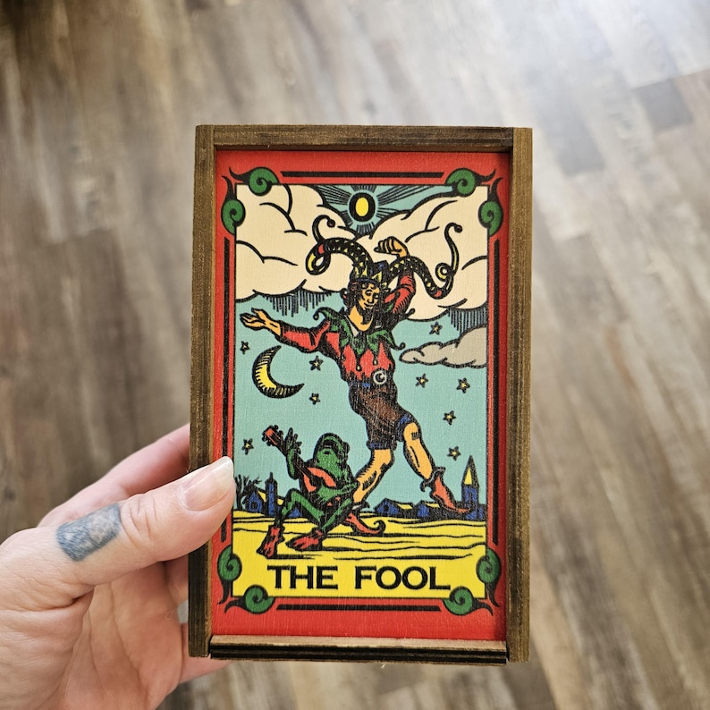 The Fool Tarot Stash Box, Wooden Slide-top Box for Crystals, Petitions ...