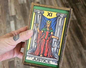 Justice Tarot Card Stash Box, Altar Storage, Ritual Tool Box