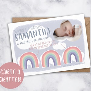 Annonce Sexe Du Bebe Carte Arc En Ciel A Gratter Annonce Etsy