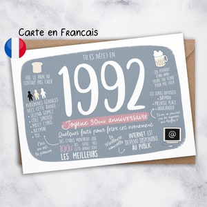 Fr Carte Anniversaire 42 Ans Carte 1980 Annee De Etsy