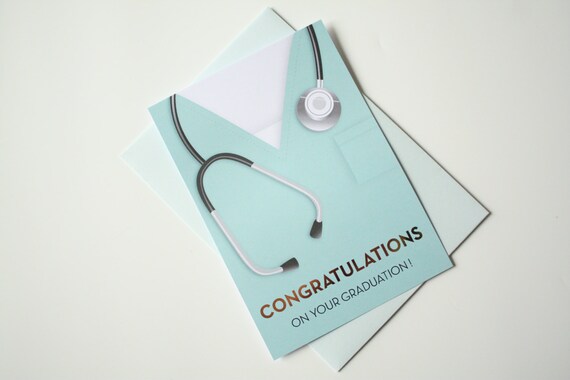 med school graduation card white coat card nursing graduation etsy