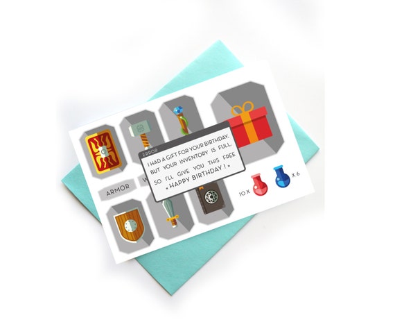 Carte Anniversaire Geek Inventaire Plein I Had A Gift For Etsy France