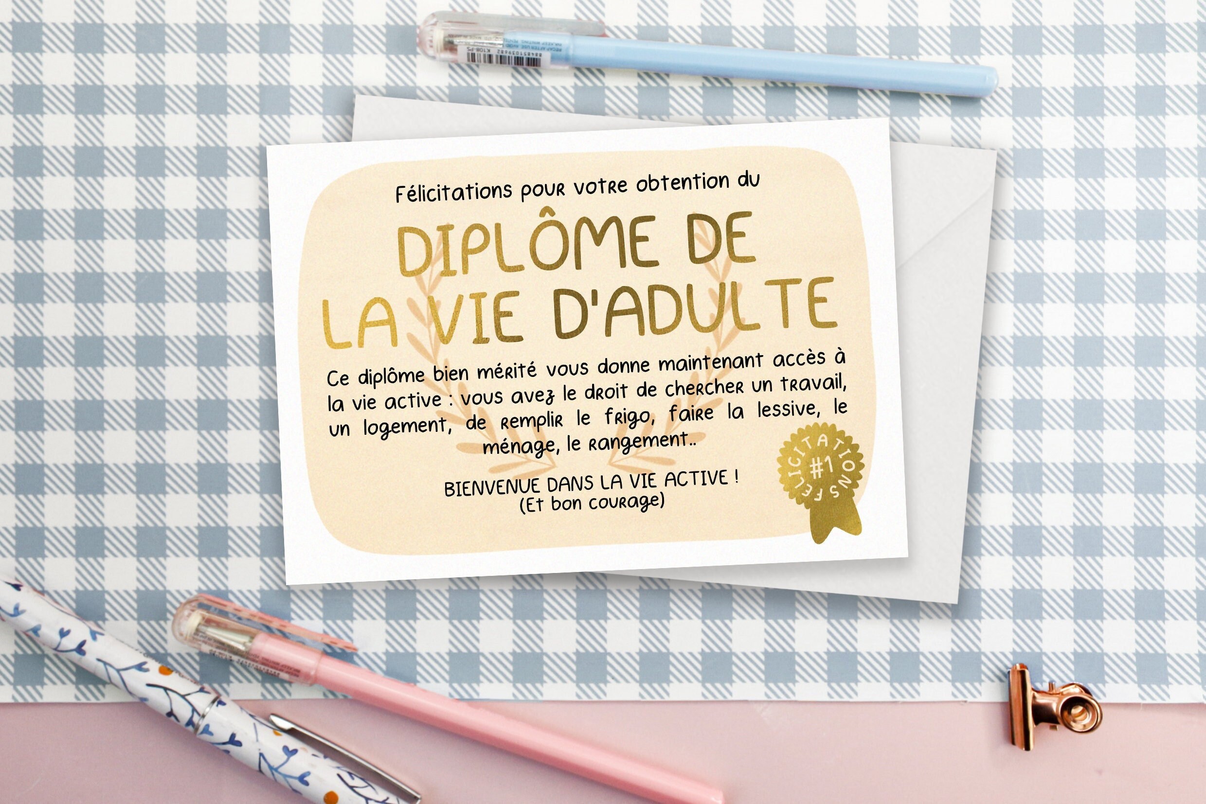 Carte Felicitation Vie Active Carte Diplome Humoristique Etsy