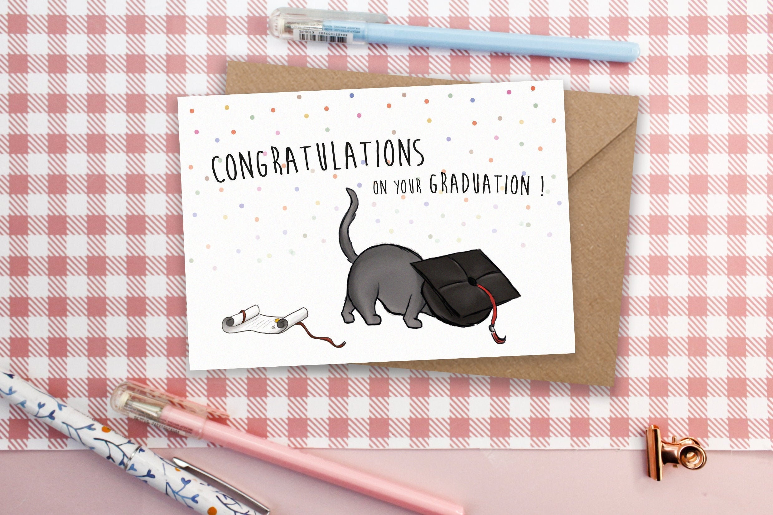 Carte De Felicitations Remise De Diplome Chat Etsy