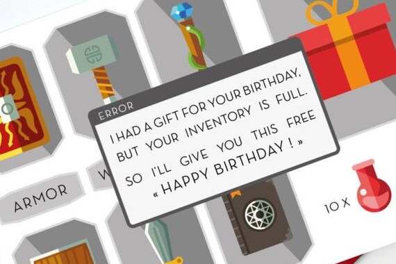 Carte Anniversaire Geek Inventaire Plein I Had A Gift For Etsy France