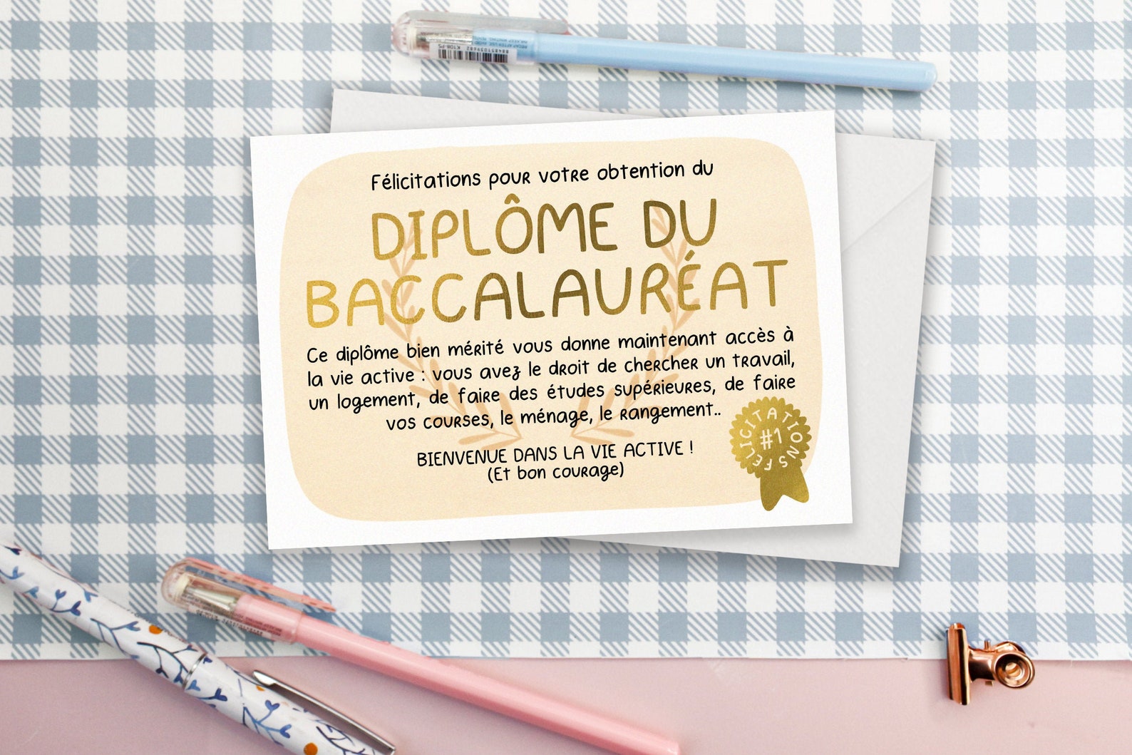 Carte felicitation bac Carte félicitations réussite examen Etsy