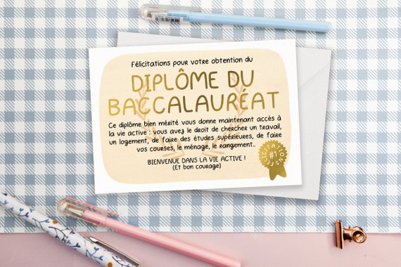 Carte Felicitation Bac Carte Felicitations Reussite Examen Etsy France