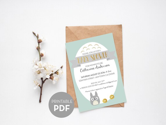 totoro baby shower invitations