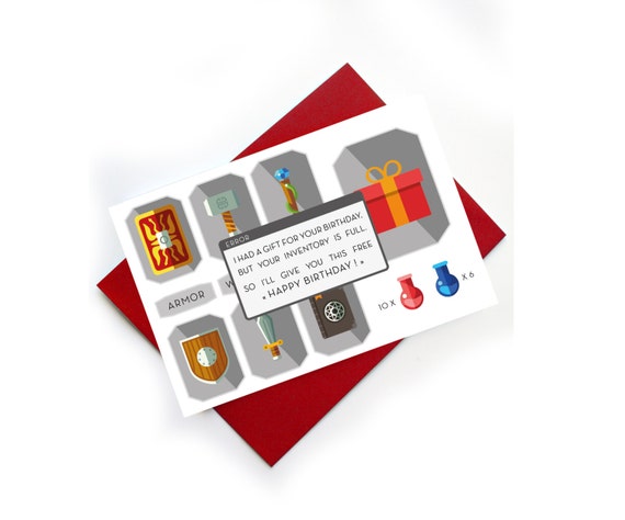 Geek Birthday Card Video Games Inventory Funny Card I Had A Etsy