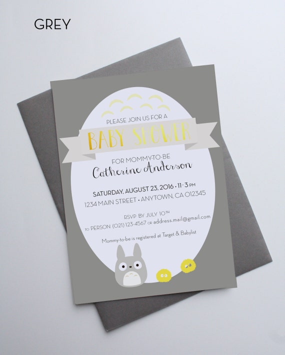 totoro baby shower invitations
