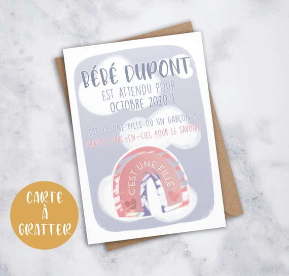 Annonce Sexe Du Bebe Carte Arc En Ciel A Gratter Annonce Etsy