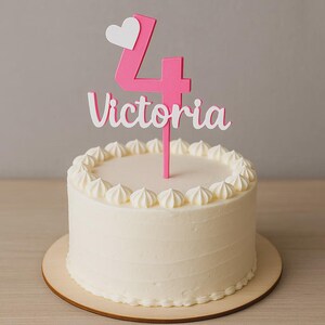 Topper per torta personalizzato con nome, numero e decorazione | 25 centimetri | Decorazione per torte per bambini | Primo compleanno, nome per la torta.