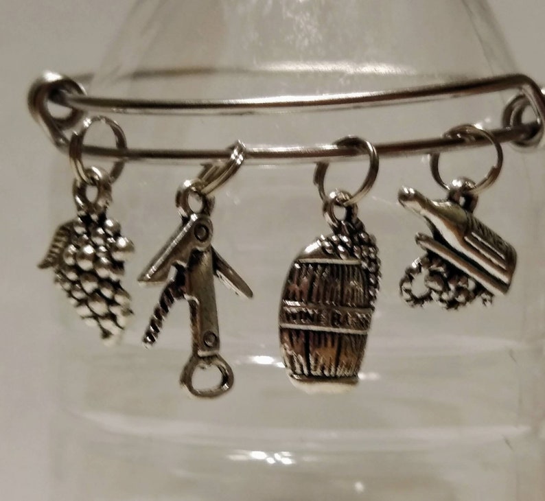 Wine charm bracelet wine bangle bracelet stackable wine Etsy