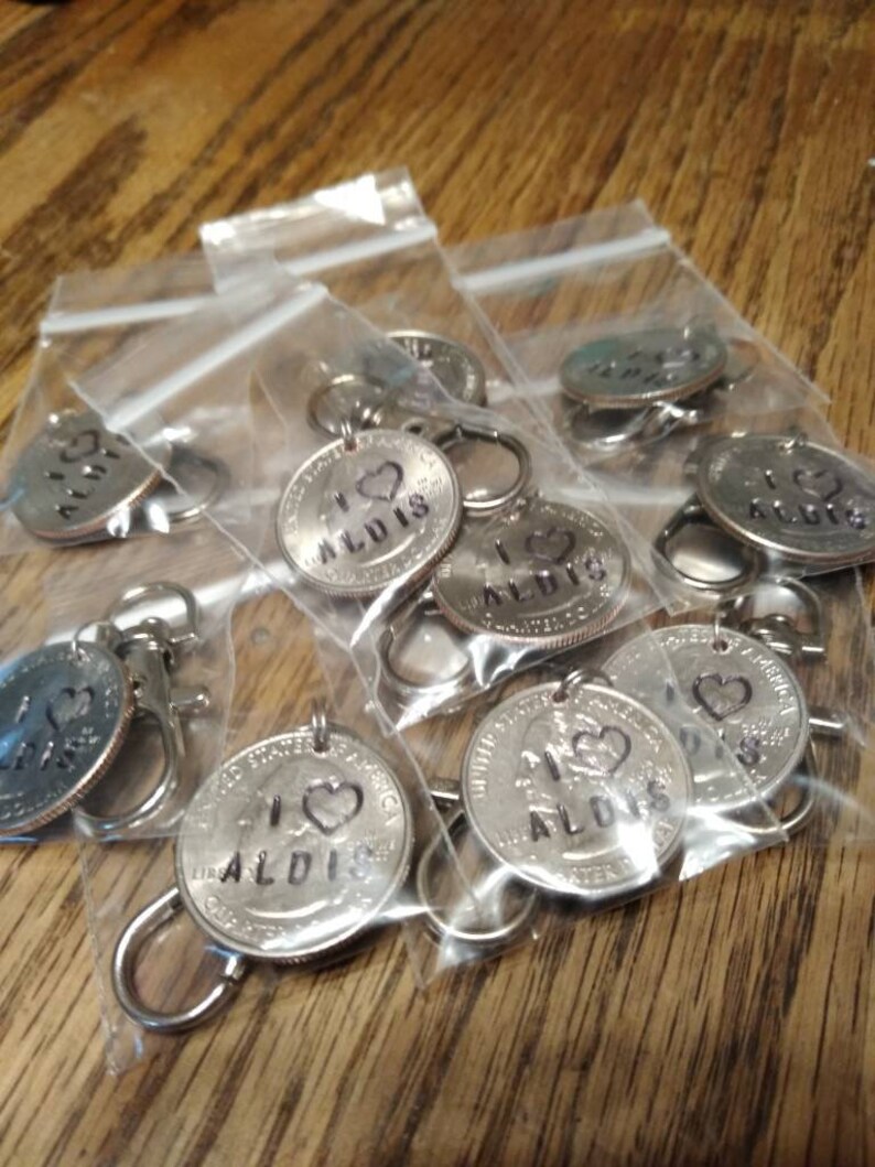 Aldi Quarter Key Chain Novelty Cart Coin Aldi's Quarter Etsy
