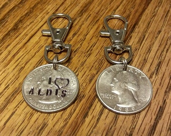 Aldi Quarter Key Chain, Cart Coin, Aldi's Quarter, Shopping Coin, quarter keeper, llavero, cart quarter, personalización disponible, novedad