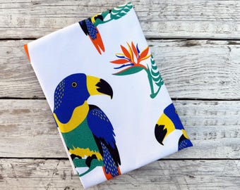 Tropical Parrot Flour Sack Tea Towel: Bird Paradise Kitchen Decor