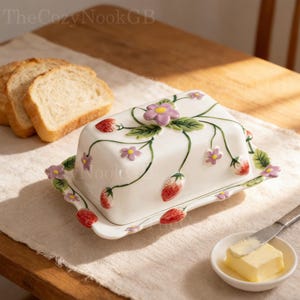Natural Ceramic Butter Dish (With Lid), Embossed Ceramic Butter Box, Earthenware Material, Handmade.