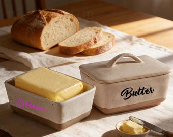 Vintage Butter Box With Lid, Ceramic Butter Dish, Personalized Rectangular Butter Box, Ceramic Butter Box With Name, Housewarming Gift.