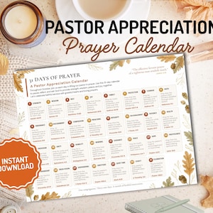 Pastor Appreciation Prayer Calendar, 31 Days of Prayer for Pastor Printable, October Clergy Month Devotional Flyer, Church Ministry Gift
