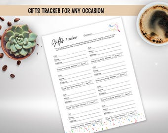 Gift Tracker Printable, Thank You Notes List (PDF)