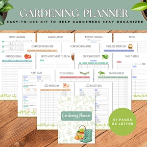Gardening Planner, Gardening Organizer, Digital Download, Printable Garden Journal, Planting Schedule, DIY Gardening, Square Foot Gardening