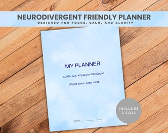 Minimal ADHD Planner for Neurodivergent Support, Low Overwhelm Daily Organizer, 2 Sizes - 8.5x11 & 5x7