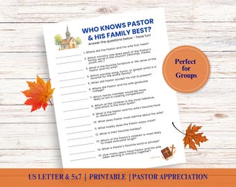 Pastor Trivia Game, Church Icebreaker, Appreciation Activity