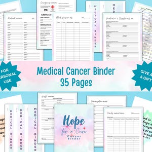 Kankermap en medische planner | Afdrukbare organisator patiëntenzorg, behandelingstracker, dagboekpagina&#39;s, cadeau verzorger, digitale download