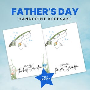 Ho catturato il miglior biglietto con l'impronta della mano del nonno, regalo per la festa del papà, download digitale, ricordo personalizzato, lavoretto con impronta della mano della canna da pesca stampabile