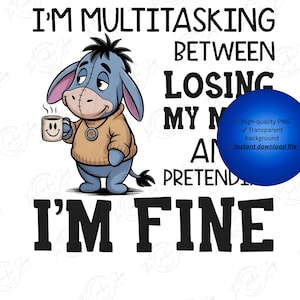 Imagen PNG de Igor tomando café (humor sobre salud mental) (Descarga digital)