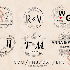 Bundle Svg mariage, mariage monogramme Svg, Svg des mariés, enregistrez le fichier Svg Date pour Cricut, téléchargement immédiat