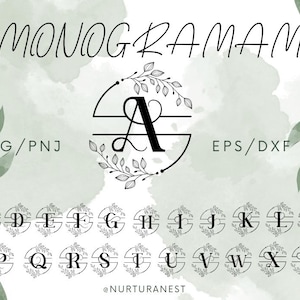 Monogramm SVG Schrift Bundle, ausgefallenes Monogramm, Schul Monogramm, Sofort Download (individuelle svg, png, dxf Dateien), Cut Files, Sofort Download