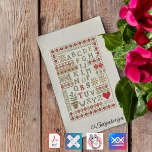 The Sampler of Ancestral Light | Cross stitch pattern | Primitive sampler | Embroidery chart | PDF xsd file