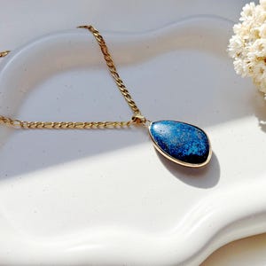 Lapis Lazuli Necklace- 18K Gold Plated, Blue Gemston,Adjustable Chain&Length, Genuine Lapis Lazuli,Necklace for Women,Handmade Jewelry